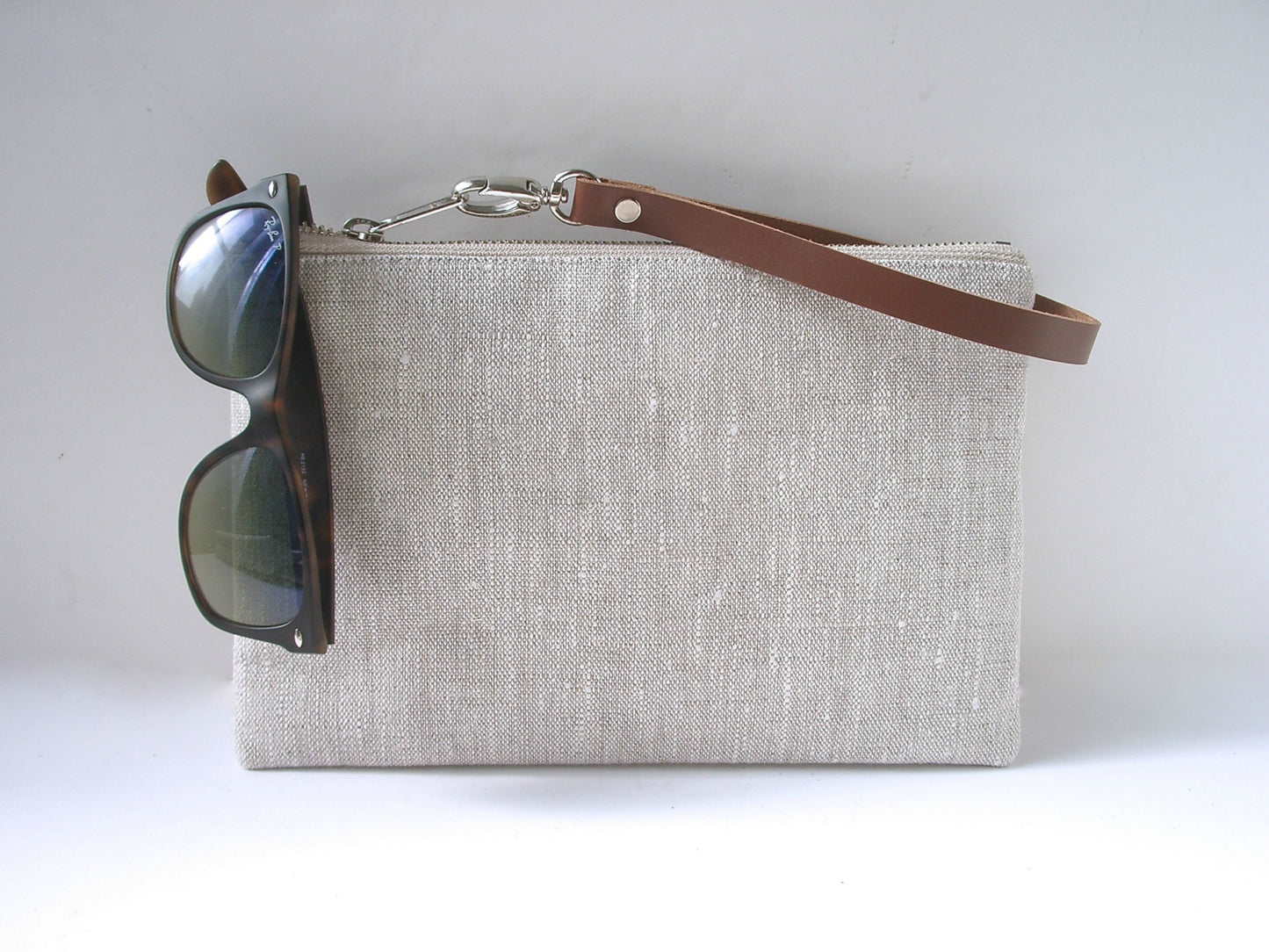 Simple Linen Wristlet, Clutch Bag