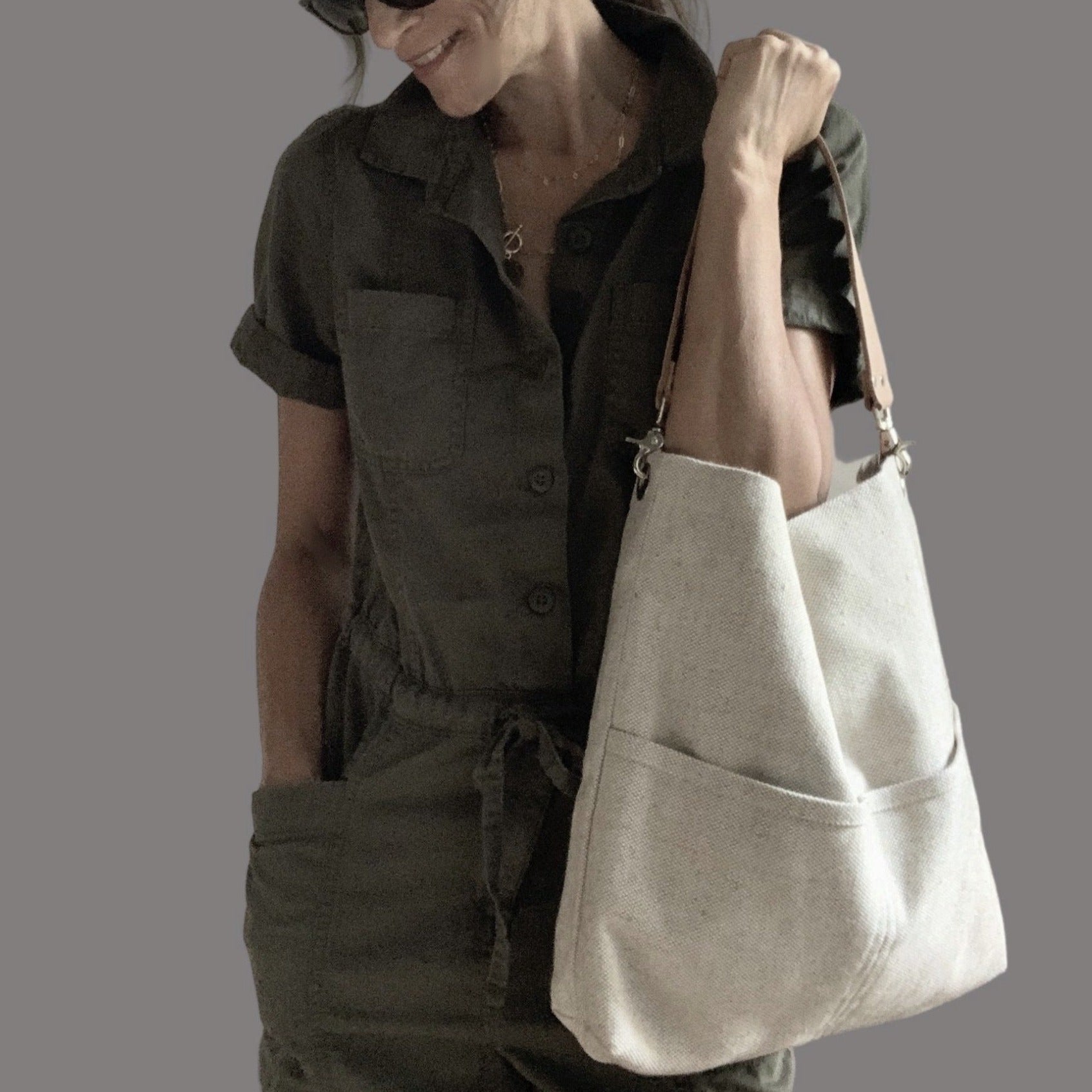 Linen bucket online bag