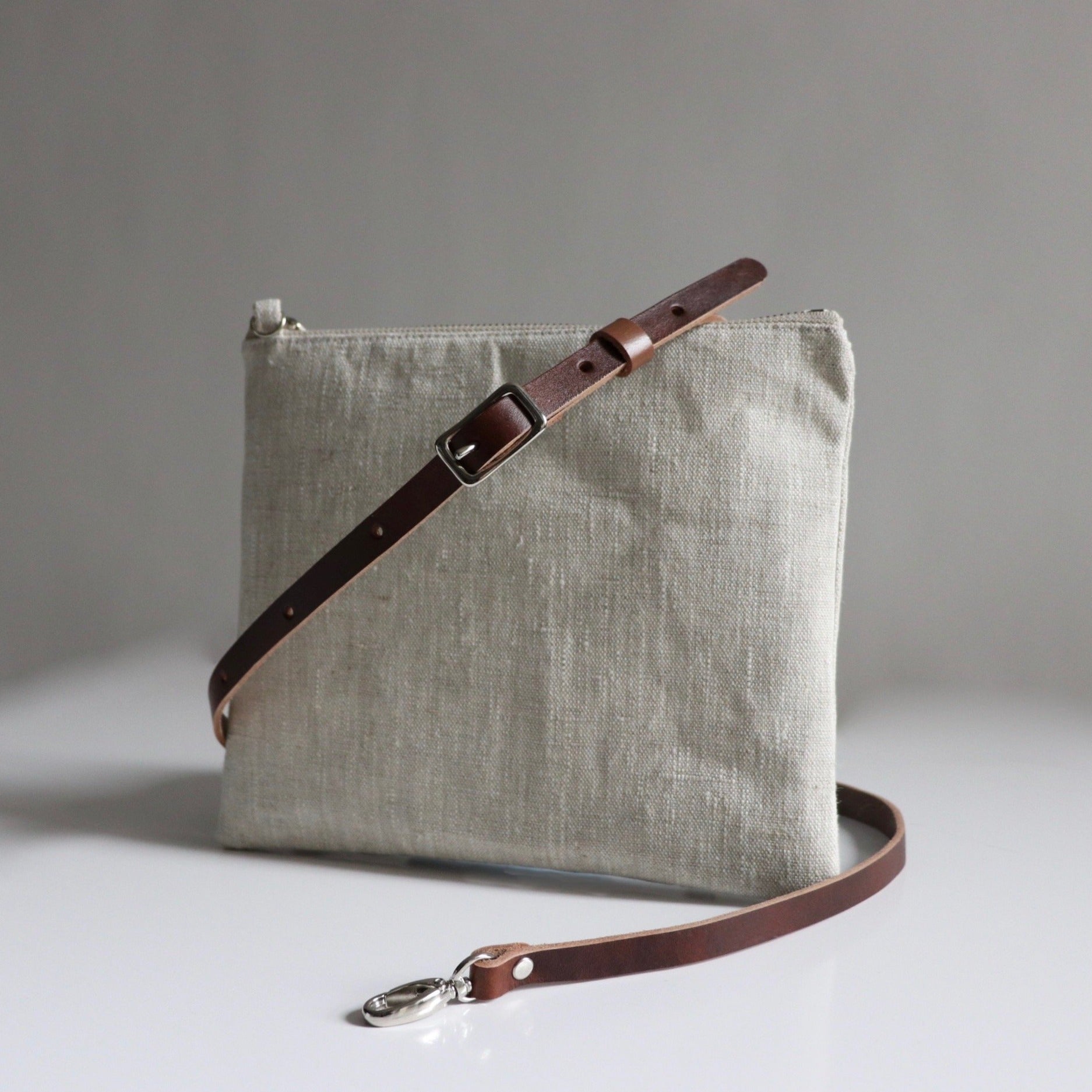 Independent Reign Linen Crossbody Bag with Natural Strap